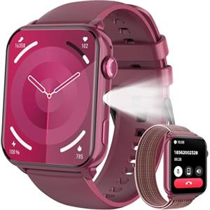 Baolubao Smartwatch Donna, 1.91" Orologio Smartwatch con LED Torcia, Effettua/Risposta Chiamate, Fitness Tracker con DIY Quadranti, Contapassi,Sonno, Smart Watch per Android iOS(2 Cinturini)