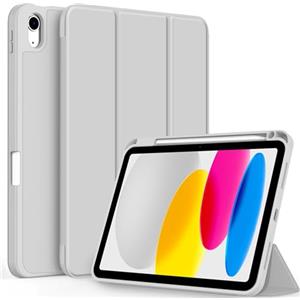 CACOE Custodia Cover Compatibile con iPad 11a Generazione (A16) 11" (2025) / iPad 10a Generazione 10.9" (2022) (A2757/A2777), Ultra Sottile Retro Cover con Portapenne,Grigio chiaro