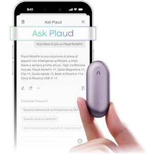Plaud NotePin Registratore Vocale AI Professionale Audio Digitale Trascrivi Riassumi Tecnologia AI,Team Plan, Appunti Trascrizione Riepilogo per Riunioni Lezioni Colloqui, Viola