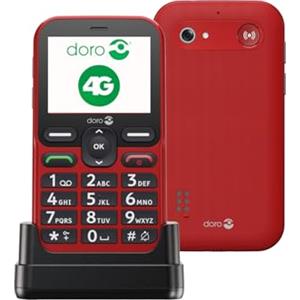 Doro Leva L10 Telefono Cellulare Sbloccato Seniors - Grande Schermo Paesaggio - Suono Potente - Fotocamera - Tasto Assistenza con Localizzazione GPS - Telefono Basic senza Internet (Rosso)
