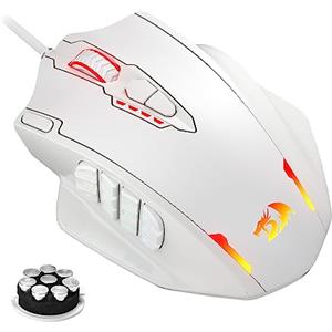 Redragon M908 Mouse Gaming Cablato RGB Bianco 12400 DPI Pulsanti Laterali