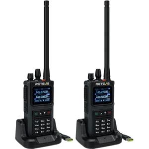 Retevis C1 Walkie Talkie Lungo Raggio, Professionali Walkie-Talkie Bibanda, Impermeabile IP67, Allarme Emergenza, Type-C 1800mAh, Ricetrasmittente Professionale per Salvataggio (Nero, 2 Pezzo)