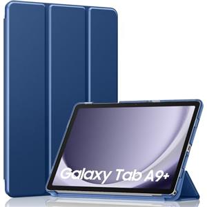 MoKo Custodia per Galaxy Tab A9+ Plus 11 Pollici 2023, Cover Protettiva Sottile con Supporto e Retro Rigido Traslucido in PC per Tab A9 Plus SM-X210/X216/X218, Auto Sveglia/Sonno, Blu Marino