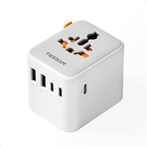 TESSAN Adattatore Universale da Viaggio con 3 USB C e 2 USB A, Caricatore Universale 15 W Max, Adattatore Presa da Viaggio per USA Thailandia Giappone Inglese Australia Brasile