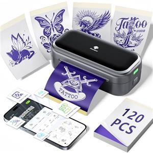 Phomemo TP31 Stampante Stencil Tattoo, Stampante Per Tatuaggi Con 120 Fogli di Carta, Stampante Termica Tattoo Compatibile Con Smartphone, Tablet