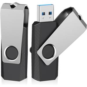 Vansuny Chiavetta USB 3.0 da 64 GB, 2 Pezzi, con Coperchio in Metallo Girevole a 360°, per Computer Portatile/PC (Nero)