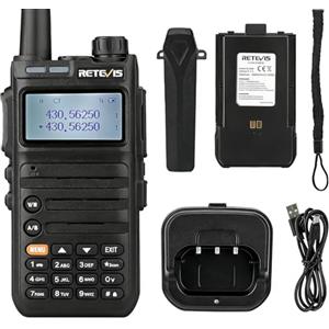 Retevis RA685 Amateur Radio, Doppia Banda Walkie Talkie Professionali, 5W 1800mAh Ricaricabile, LED 128 Canali, Radio Ricetrasmittenti Lungo Raggio per Radioamatori, Principianti, Caccia (Nero, 1PZ)