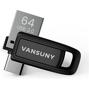 Vansuny Chiavetta USB 3.1 Duale Tipo C 64GB - Pen Drive OTG 150MB/s, Compatibile con PC, Tablet, Huawei/Xiaomi/OnePlus, Nero