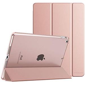 MoKo Cover per Nuovo iPad 9a Gen. 2021 / 8a Gen. 2020 / 7a Gen. 2019, iPad 10.2 Case Ultra Sottile Leggero in Triplice Auto Sveglia/Sonno con Retro Semi-trasparente Rigido, Oro Rosa
