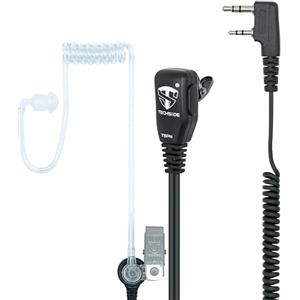 TechSide Microfono Auricolare TSPN Pneumatico cavi spiralati Estensibili 200cm walkie talkie Compatibile con Kenwood 2 pin BaoFeng UV-5R UV-82 888S Midland G10 G11V CT890 Vigilanza Sicurezza Caccia