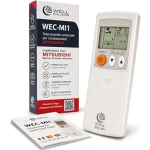 Wellclima WEC-MI1 Telecomando Universale per Condizionatori Mitsubishi, Pronto all'Uso in Secondi, Compatibile con Pompa di Calore e Inverter, Compatibilità Garantita ASIN