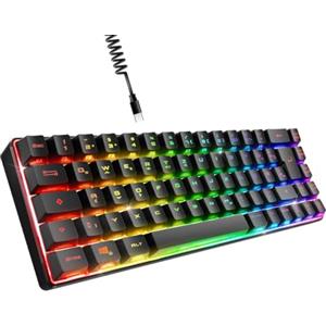 EMPIRE GAMING - K208 Tastiera cablata compatta TKL (DE-QWERTZ) a 69 tasti RGB - Cavo USB Type C rimovibile Plug & Play - PC/PS4/PS5/Xbox - 23 tasti anti-ghosting (nero)
