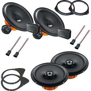 Superauto hi-fi Kit 6 Casse Compatibile con Fiat 500 dal 2008 Con Adattatori E Supporti Altoparlanti Hertz ANTERIORE e POSTERIORE dsk 165.3 DCX 165