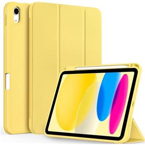 CACOE Custodia Cover Compatibile con iPad 11a Generazione (A16) 11" (2025) / iPad 10a Generazione 10.9" (2022) (A2757/A2777), Ultra Sottile Retro Cover con Portapenne,Giallo