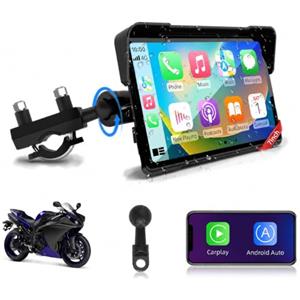 Jansite 7 Pollic Schermo Carplay Moto Android Auto, Navigatore Moto IP67 Impermeabile Schermo con Doppio Bluetooth Siri/GoOgle Assistant