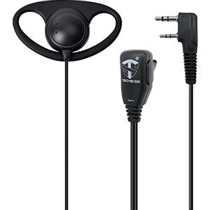 TechSide Microfono Auricolare 2 pin Kenwood cavi spiralati | Radio ricetrasmittenti | Compatibile TI-F8+ Midland G10 G11V CT890 BaoFeng UV-82 UV5RA Vigilanza Sicurezza SoftAir (TSTV Forma D)