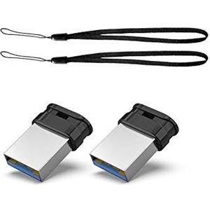Vansuny Chiavetta USB 3.0 32GB, Mini Pen Drive Ultra Sottile Alta Velocità per PC, Laptop, Stampanti, TV, Auto (Nero, 2 Pezzi, con Laccetto)