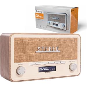 Denver DAB-18LW Radio DAB+ FM Bluetooth AUX con Sveglia, Legno Chiaro
