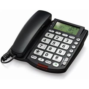 SAIET Telefono Fisso Casa e Ufficio con Vivavoce, Ampio Display LCD Multifunzione e Tasti Grandi, Facile da Usare - Rubrica fino a 125 Contatti, Chiamata Diretta, Sveglia e Volume Regolabile - SAIET MAXI