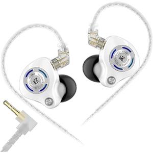 Linsoul KZ Gale In Ear Mnitor,IEM con Driver Dinamico Super Lineare,Cuffie da Gioco con Bassi Ultra Reattivi e Cavo a 2pin Incassato Placcato Argento Rimovibile per Audiofili (Bianco,Sin Mic)