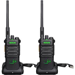 Retevis RT86 Walkie Talkie, Ricetrasmittenti Professionali a Lungo Raggio, 2600mAh, Schermo, Allarme Emergenza, Walkie-Talkie Ricaricabili ad Alta Potenza per Sicurezza, Industriali (Nero, 2 Pezzi)