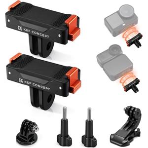 K&F CONCEPT Pack da 2 Adattatori Magnetici Compatibile con DJI Osmo Nano/Osmo Action 6, Base Estensione Sgancio Rapido con Adattatore 1/4" e Fibbia per Treppiede Accessori Vlogging Action Camera