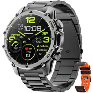 Hwagol Smartwatch Uomo con Torcia, 1,52'' HD Orologio Smartwatch Militare con 500 mAh Batteria(7-20 Giorni di Durata), Smart Watch Uomo con 110+ Sport Fitness/Frequenza Cardiaca/SpO2/Sonno per Android iOS