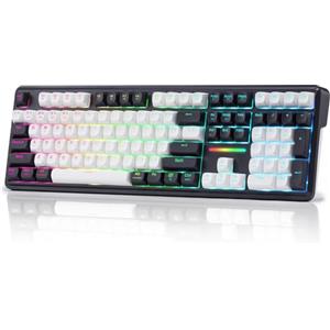 Redragon Tastiera da gioco RGB con guarnizione wireless K745 PRO, tastiera meccanica a 108 tasti w/4 tasti di scelta rapida extra, presa LED hot-swap rivolta a sud, smorzamento del rumore a 5 strati