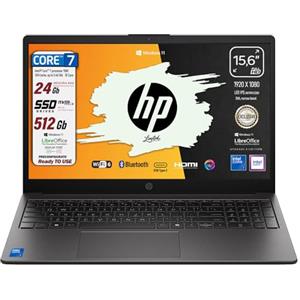 HP 250 G10, PC Portatile CPU Intel Core 7, fino a 5,4GHz, RAM 24GB, SSD 512Gb, Display 15.6" FHD, Wi-Fi 6, BT, WebCam, HDMI, Win 11, Pronto all'Uso, 2 anni di garanzia