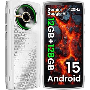 LAGENIO Panther 2 Rugged Smartphone Android 15, 12GB+128GB/1TB Espandibile, IP68/IP69K 6.7" HD+120Hz Telefono Indistruttibile, 16MP+8MP, 5150mAh, Widevine L1/Face ID/OTG/GPS/NFC/3 SIM Slots, Bianco
