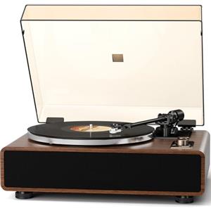 FEKTIK Giradischi Bluetooth HiFi, Giradischi Vinili a Cinghia 33/45 RPM con Testina AT-3600L, Altoparlanti Integrati, Ingresso AUX/RCA, Auto-Off