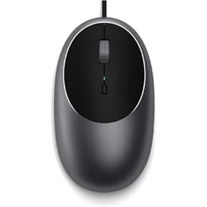 Satechi Mouse con Cavo C1 in Alluminio, USB-C Ottico, Cavo da 1,5 m, DPI Regolabile, Elegante Mouse Compatto per MacBook Air/Pro/Neo, Laptop, PC, iPad - Grigio Siderale