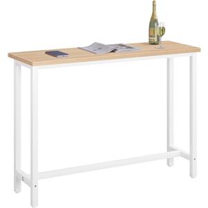 WOLTU Tavolo da Bar Rettangolare Alto Tavolino per Cucina in Metallo Legno 140x40x100 cm