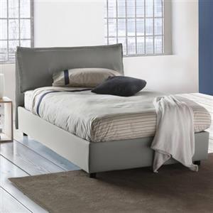 Dmora Talamo Italia - Letto piazza e mezza Claudia, Letto contenitore con rivestimento in tessuto, 100% Made in Italy, Apertura frontale, adatto per materasso Cm 120x200, Beige