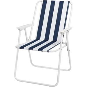 VIRSUS Sedia Pieghevole da Spiaggia 6440, Misura 53x54x73 cm, Colore Bianco e Blu, Spiaggina in Tessuto Traspirante con Braccioli, Sedia Portatile da Pesca, Campeggio, Giardino (1)