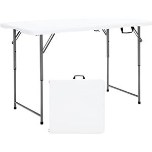 COSTWAY Tavolo Pieghevole da Campeggio con Altezza Regolabile e Maniglia, Portatile Tavolino da Pranzo Interno e Esterno, 120 x 60 x 74,5 cm, Capacità 150 kg, per Giardino Picnic (Modello 4)