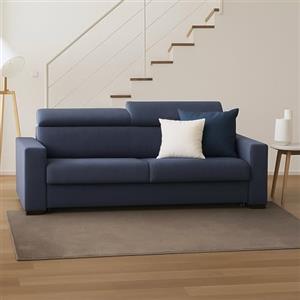 Dmora Talamo Italia - Divano letto 3 posti Aiko, Sofà Soggiorno apertura girevole, Poggiatesta regolabili e Braccioli standard, 100% Made in Italy, Cm 220x95h85, Blu