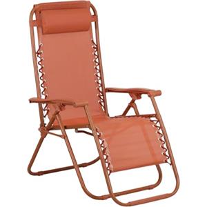 Totò Piccinni Sedia GRAVITY gravità Zero Sdraio da Giardino Poltrona Relax Pieghevole Salvaspazio Reclinabile Tessuto in Textilene (Arancione)