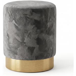 INTRECCI Pouf Cilindro in Velluto con Base Oro Elegante | Sgabello Poggiapiedi Imbottito per Salotto e Camera da Letto | Poltroncina Rotonda, Design Moderno | Ø 32 x H 40 cm - Colore: Stone