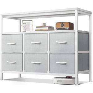 ODK Cassettiera Como Camera da Letto, Contiene 6 Cassetti Grandi Cassettiera Cameretta,Comò Camera da Letto Cassettiere e Credenze Per Soggiorno, 100 x 30 x 84cm, (Nessuna presa o porta USB)