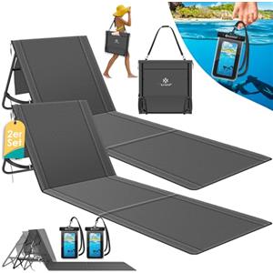 KESSER® Set di 2 materassini da spiaggia pieghevoli con schienale regolabile, tracolla e borsa, portata massima 130 kg - Lettino prendisole per spiaggia, giardino e terrazza