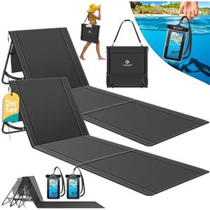 KESSER® Set di 2 materassini da spiaggia pieghevoli con schienale regolabile, tracolla e borsa, portata massima 130 kg - Lettino prendisole per spiaggia, giardino e terrazza