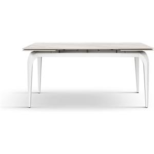 PAZZO DESIGN Tavolo da Pranzo Diletta Rettangolare Allungabile con Piano in Ceramica Effetto Marmo Bianco, Base in Metallo Bianco, 140 x 80 x 77.5 - id_2357