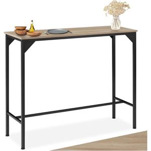 tectake® Tavolo Alto da bar snello, Tavolo stile industriale minimalista, Bancone Bar, supporto in acciaio verniciato, piedi regolabili 120 x 40 x 100,5 cm, Casa e Cucina - Legno Industriale Chiaro