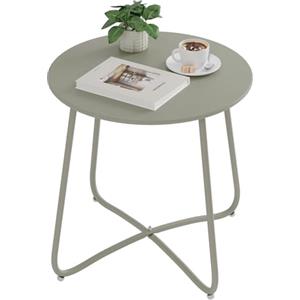 eSituro Tavolo da Giardino, Tavolino da Divano, Tavolino Salotto Rotondo, Tavolino da Balcone, per Interni ed Esterni, Terrazzo, Soggiorno, in Metallo, Grigio, Ø48xH45 cm