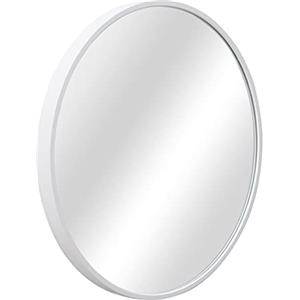 [en.casa] Specchio Rotondo da Parete Ø 40 cm Specchio da Bagno con Cornice in Alluminio - Bianco