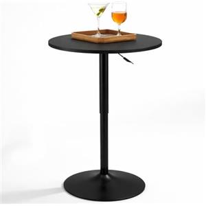 BAKAJI Tavolo da Bar Girevole Rotondo con Altezza Regolabile da 70 a 91 cm, Tavolino Alto Tondo per Ristoranti con Diametro Piano 60 cm, Struttura in Metallo Cromato Ideale per Soggiorno, Nero