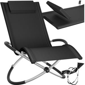 tectake® Lettino Paulina, Ergonomico, Pieghevole, Con Cuscino, Traspirante, Sicuro Anti-Ribaltamento, Portata 150kg, Lettino Giardino per Esterno, Sdraio Basculante, Ideale per Relax - Nero
