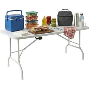 FRANKYSTAR® Essence - Tavolo da giardino pieghevole 180x74x70 cm da campeggio picnic per feste portatile a valigetta in resina bianco