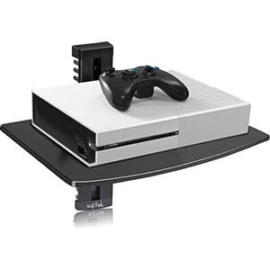 Suptek Supporto Per Staffa Da Parete Per Lettori DVD/Cavo cassette/Giochi console/TV Accessori Con Un Ripiano Sospeso In Vetro Nero CS201